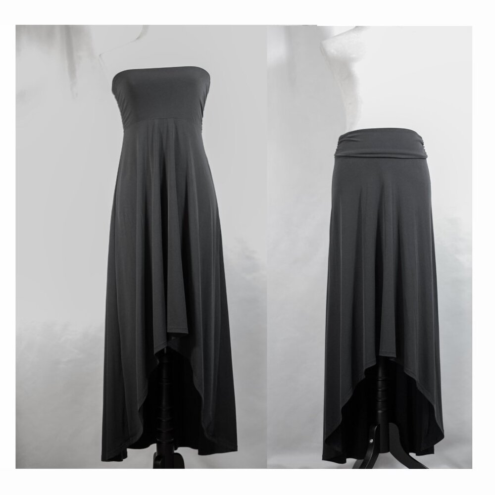 Michael Kors Womens Asymmetrical Strapless Maxi Skirt Dress Black Size XS